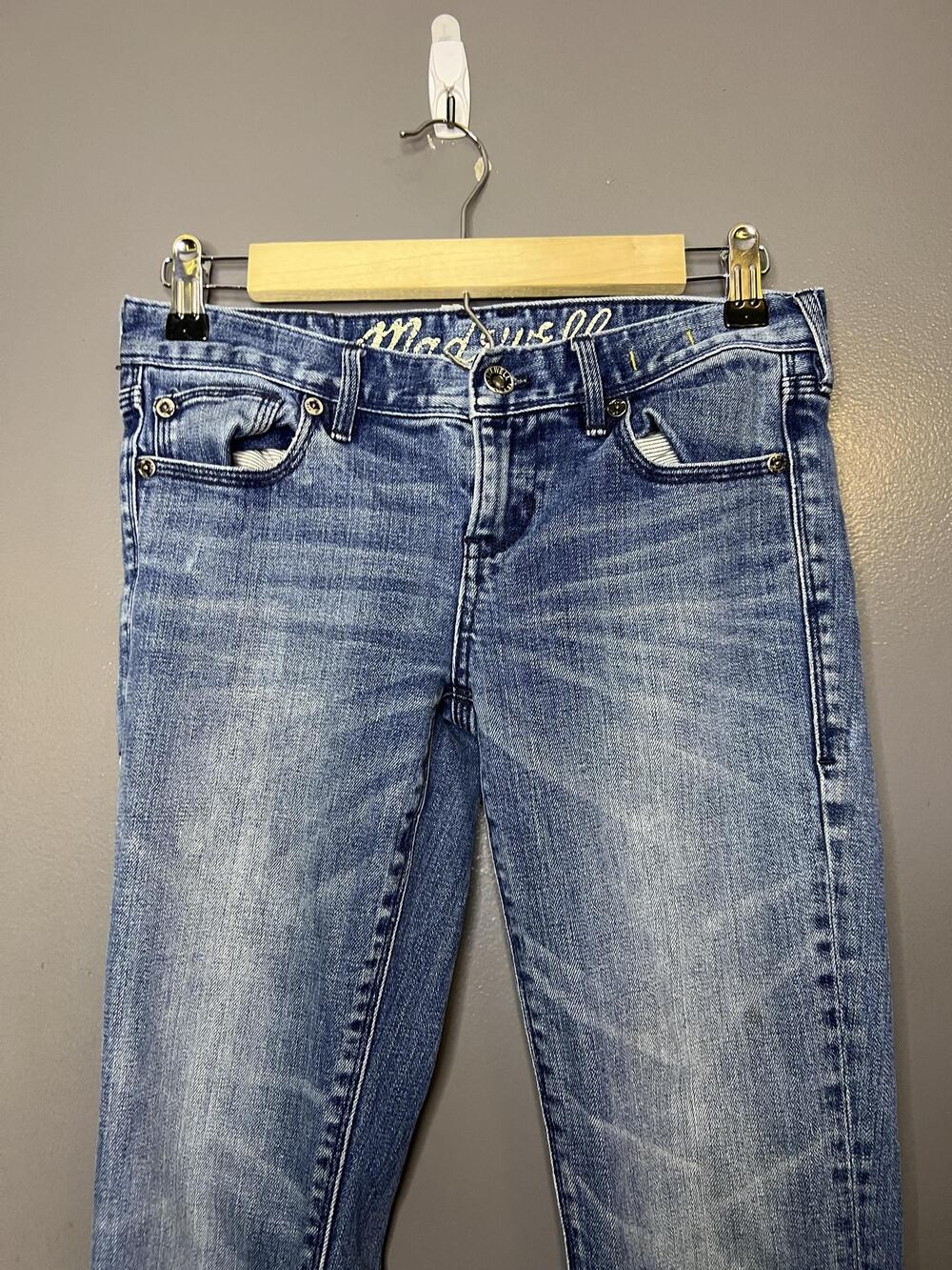 Madewell Jeans Womens 25x34 Blue Med Wash Slim Straight Whiskered Stretch Denim